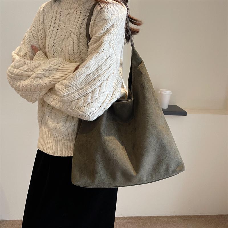 Большая матовая сумка в стиле ретро, женская сумка через плечо большой вместимости на осень и зиму, высококачественная сумка-тоут для поездок на работу