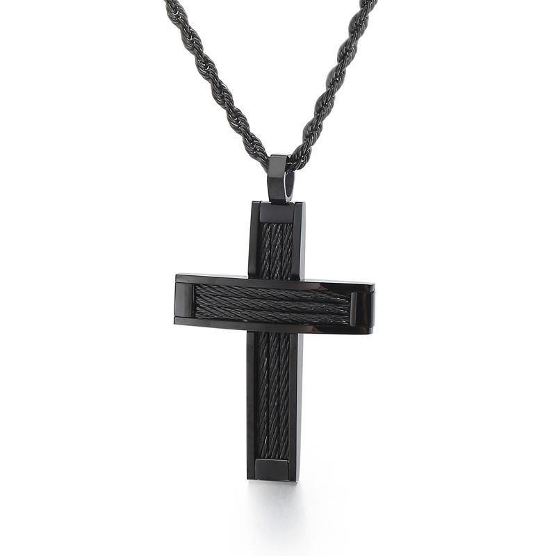 Fashion Cross Pendant Necklace For Men Prayer Stainless Steel Dubai Crux Chain Choker Christ Jewellry