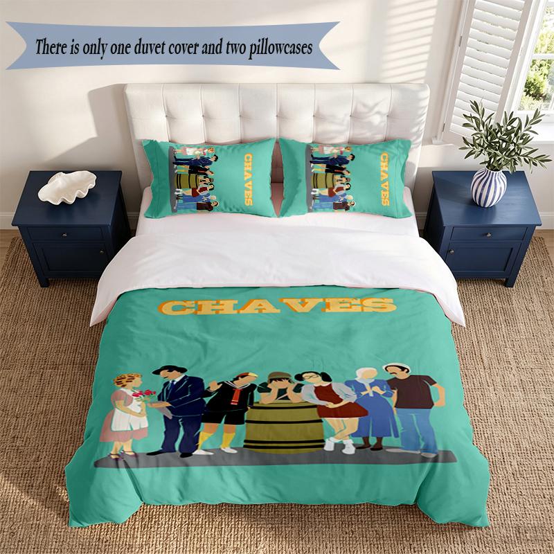 El Chavo 3‑Piece Bedding Set Soft Microfiber Duvet Cover Pillowcases Comfortable Bed Linen for Bedroom Decoration