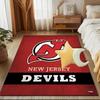 Jersey Devils Logo Floor Mat for Living Room, Game Rooms, Office, Bedroom, Office Floor Mat Playful Design, Christmas fan gifts