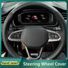 Оплетка на руль автомобиля, ручная работа, кожа из углеволокна, для Volkswagen VW Atlas Golf 8 Mk8 Passat B9 Tiguan Jetta Sharan