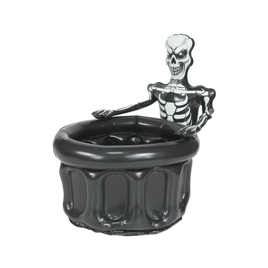Inflatable Skull Ice Bucket, Halloween Party Drink Tub, Skeleton Beer Cooler for Decor, Beverage Storage for Outdoor Gathering