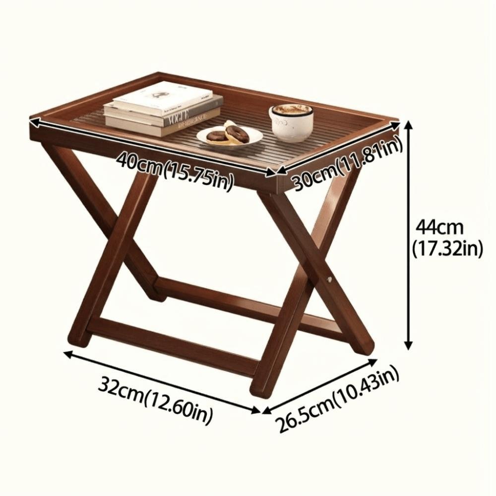 Sturdy Base Wooden Small Table Quick Setup Stable Foldable Coffee Table Compact Portable Folding Sofa Table Home Living Room