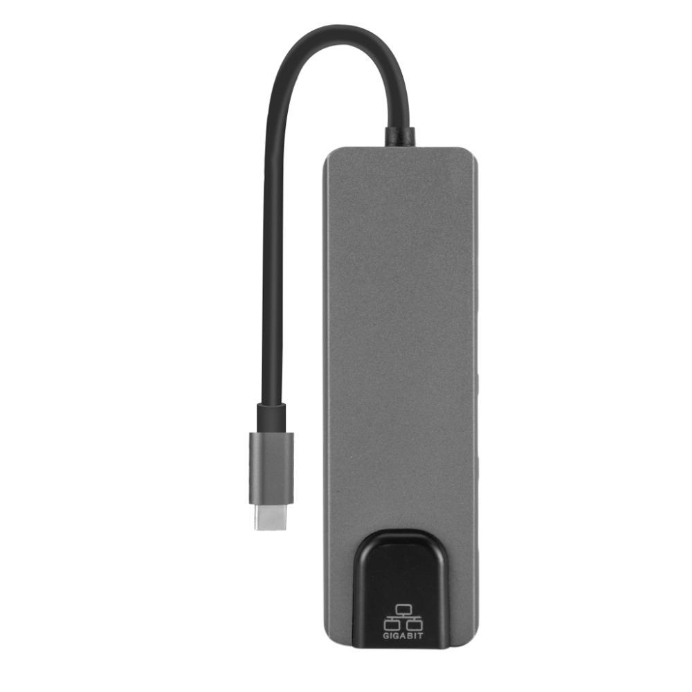 Концентратор USB C 5 в 1 с Gigabit Ethernet 4K HD для ноутбука телефона Steam Deck Адаптер-док Type C