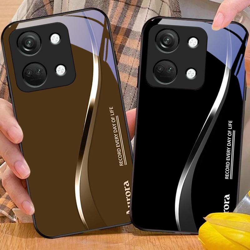Двухцветные полосы для OnePlus Nord 3 5 6T 7 Pro 8 12 10T Reno8 Lite 5G 10R Nord N30 Жесткий чехол из закаленного стекла для телефона Черный