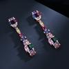 Silver High Definition Contrast Fashion Earrings Super Flash Zircon Earrings Colorful Tourmaline Long Earrings Party Gift
