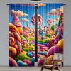 2Pcs Cartoon Candy Themed Curtain Colorful Window Drapes For Birthday Parties Decor Suitable For Bedroom Living Room A