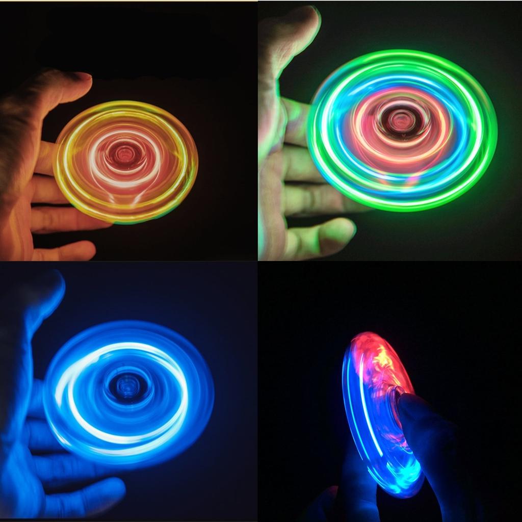 FIGROL LED Finger Spin Widget Focus Toy LED Hand Spinner Stress Relief Kill Time Brain Tray Ball Beard Green Spinner,