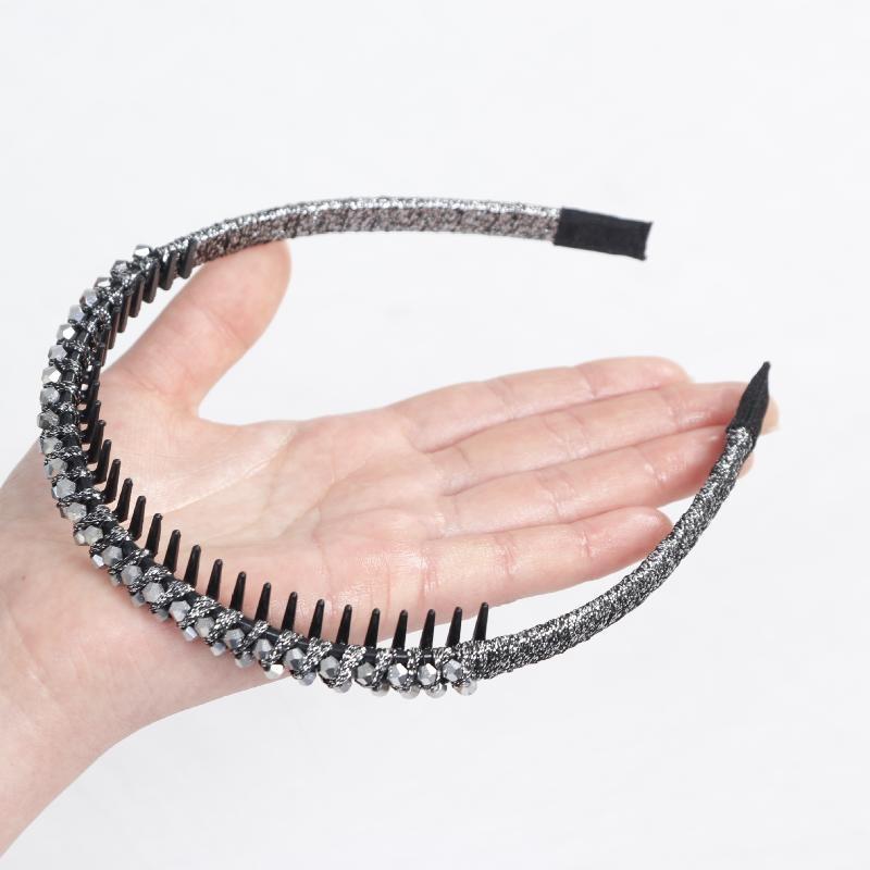 Nonslip Toothed Elastic Rhinestone Hair Hoops Glitter Trendy Hair Accessories for Women Graduation Ceremony Use