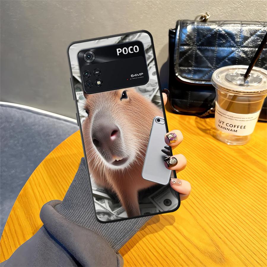 Чехол для Xiaomi Poco M3 M4 M7 Pro C40 C50 F3 M5 F1 C61 C71 X3 X4 X5 X7 Pro C75 Черный Мягкий Чехол для Телефона Милый Капибара
