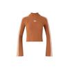 Originals Premium Knit Turtleneck Top Three Stripe Color Block Sweater Women Tops Wild-Brown JI7059