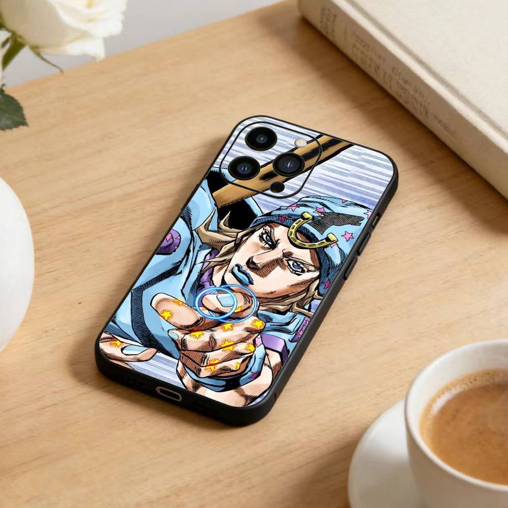 Чехол для телефона с аниме JoJo's Bizarre Adventure для iPhone 16, 15, 14, 13, 12, 17, Pro Max, Plus, силиконовый, черный