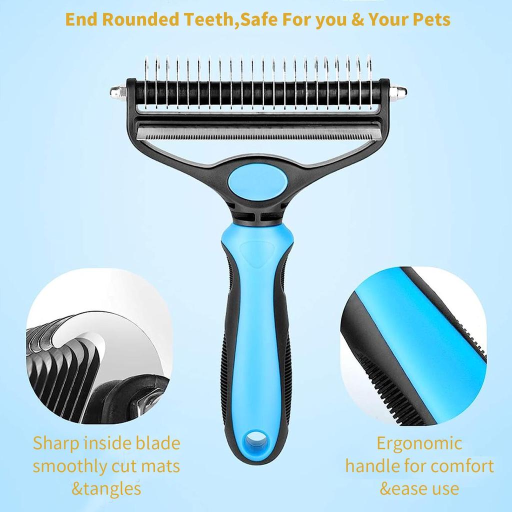 Щетка для ухода за домашними животными, инструмент 2 в 1 для удаления линьки, грабли для подшерстка, расческа для удаления спутывания ковриков, уменьшает линьку у больших собак