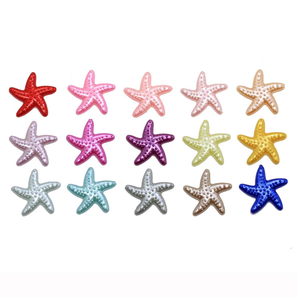1000Pcs Pearl Color Plastic Starfish Flat Back Cabochon Scrapbooking DIY Embellishments Slime Charm Jewelry Hairpin Craft Decor