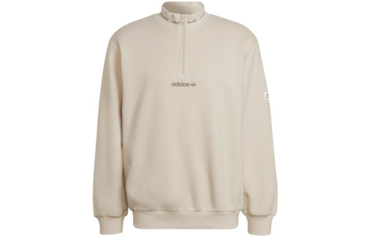 adidas Унисекс свитшоты Originals Trefoil Linear с льняной тканью, воротником-стойкой, умеренного кроя, Regular HM2656