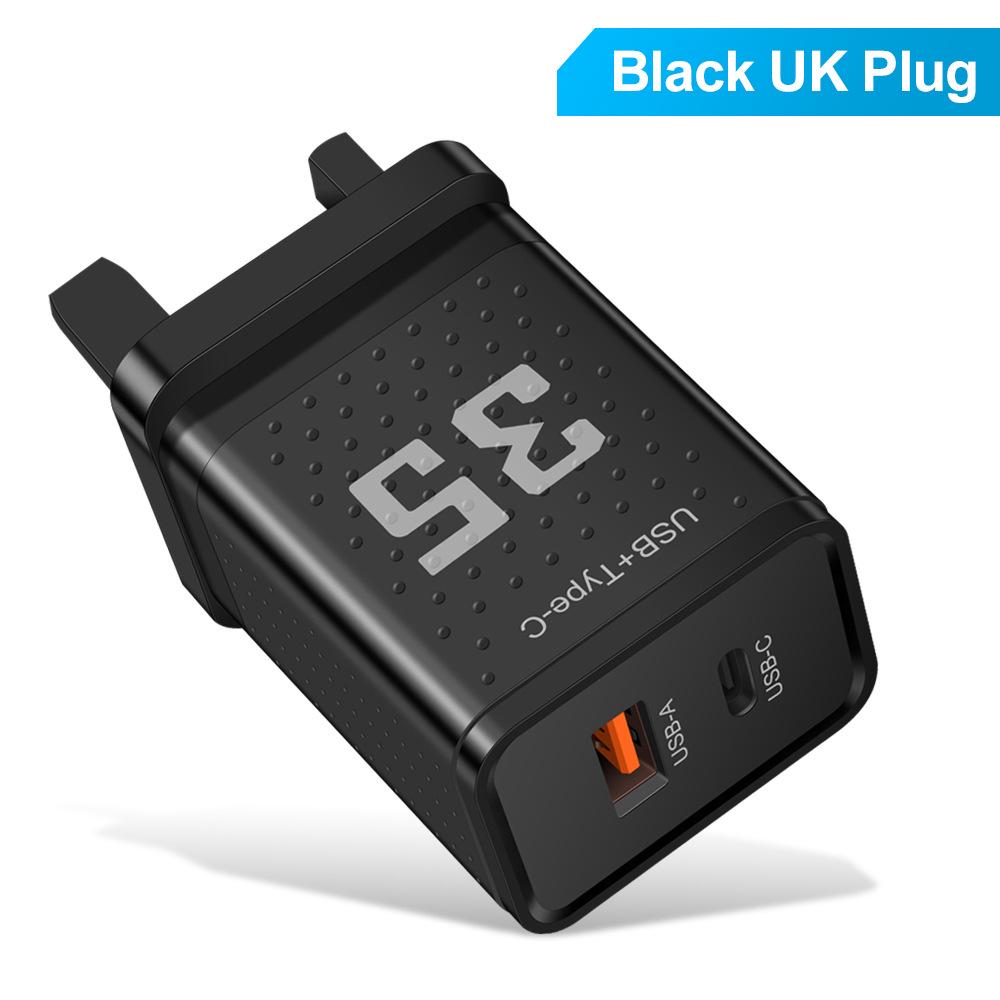 20-ваттное двойное PD+USB зарядное устройство 3A с вилками US/EU/UK
