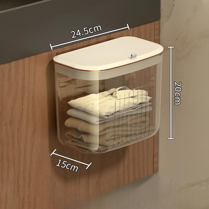 Storage Box with Lid for Bathing Clothes Storage Basket for Household Bathroom Transparent Large Wall Hanging Basket for Dirty Clothes Laundry Basket