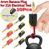 10Pcs 4mm High Current Plugs Solder-Free Gold-Plated Banana Connector Self-Locking Lantern Buckle Plug for 32A Electrical Test