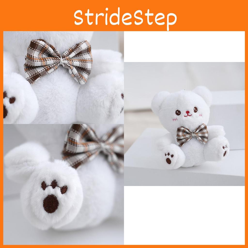 Cute Fluffy Plush Bear And White Rabbit Keychain Soft Stuffed Animal Bag Charm