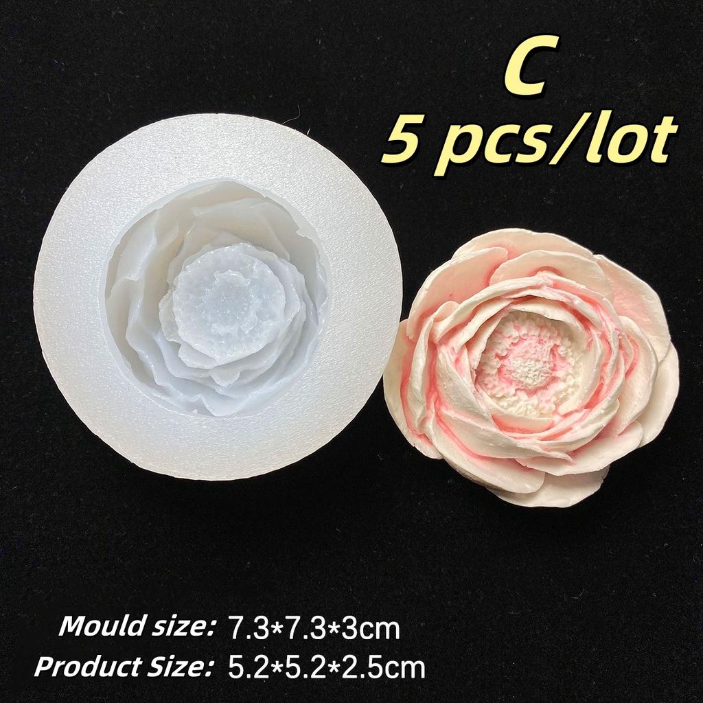 Силиконовая форма для свечи в виде 3D розы, пиона, жасмина. Форма для DIY-изделий из гипса, мыла, смолы. Форма для выпечки шоколадных тортов.