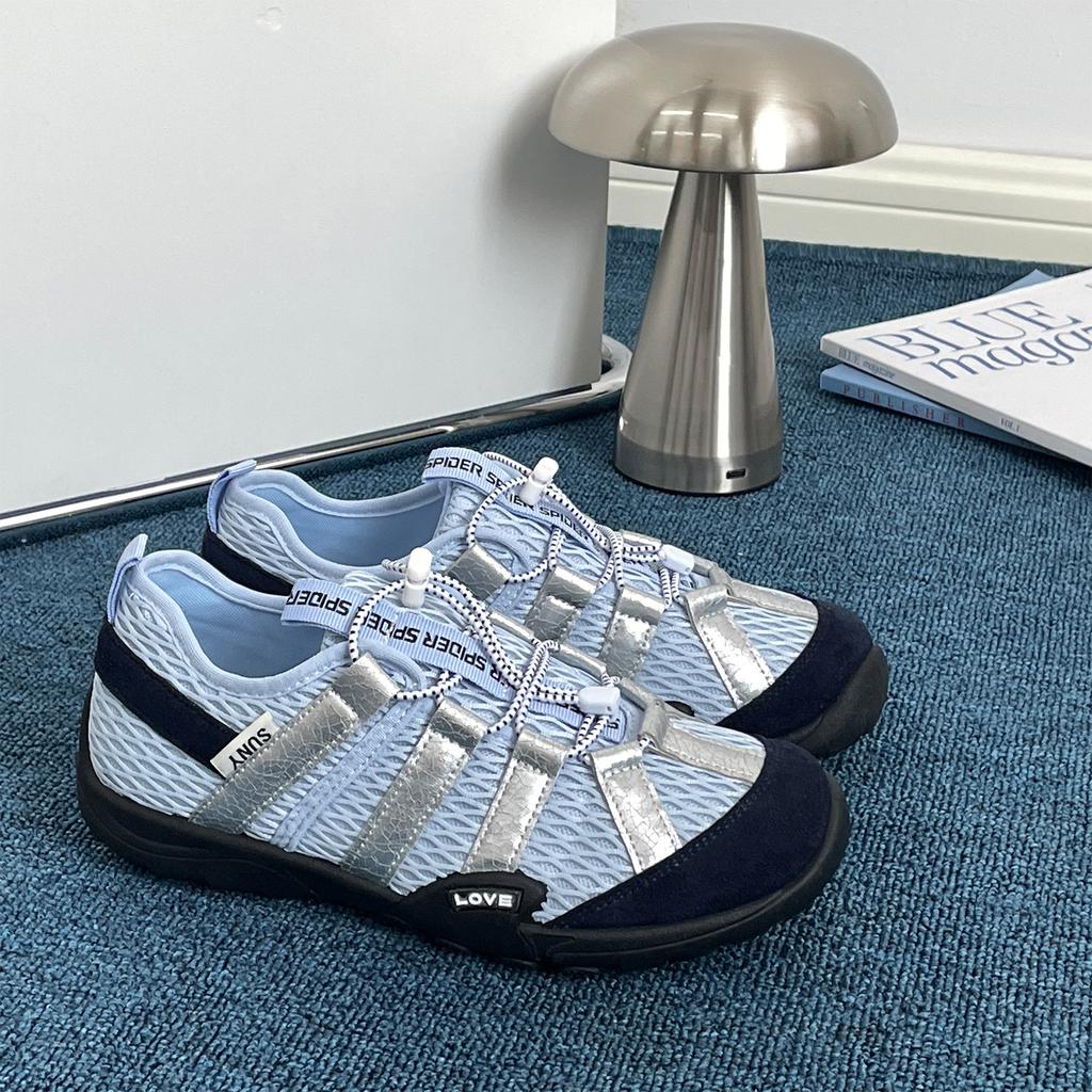 Leather casual sports board shoes mesh breathable big head ugly cute soft sole outdoor mountaineering moral training shoes women 2025 new