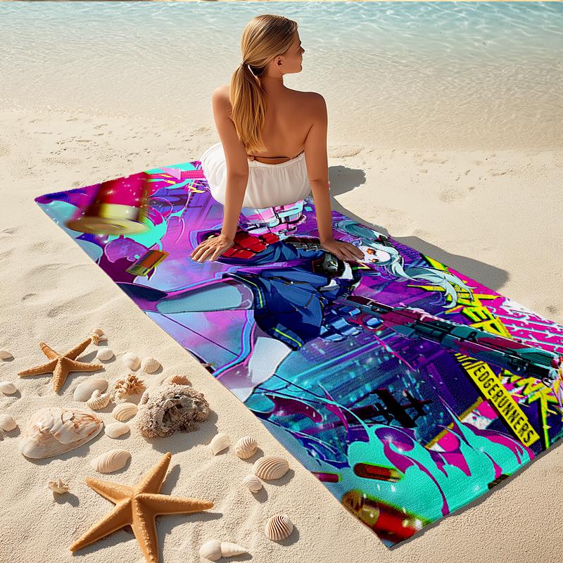 1Pc Cyberpunk Future Adventure Beach Towel Quick Dry Multiuse For Beach Pool Gym Yoga Home Travel Christmas Halloween Xmas Gift S1757
