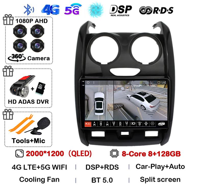 Android 14 Carplay Auto WIFI+4G для Renault Duster 2015 2016 2017 2018 2019 2020 Автомобильный радиоприемник GPS стерео мультимедийный плеер 2din DSP