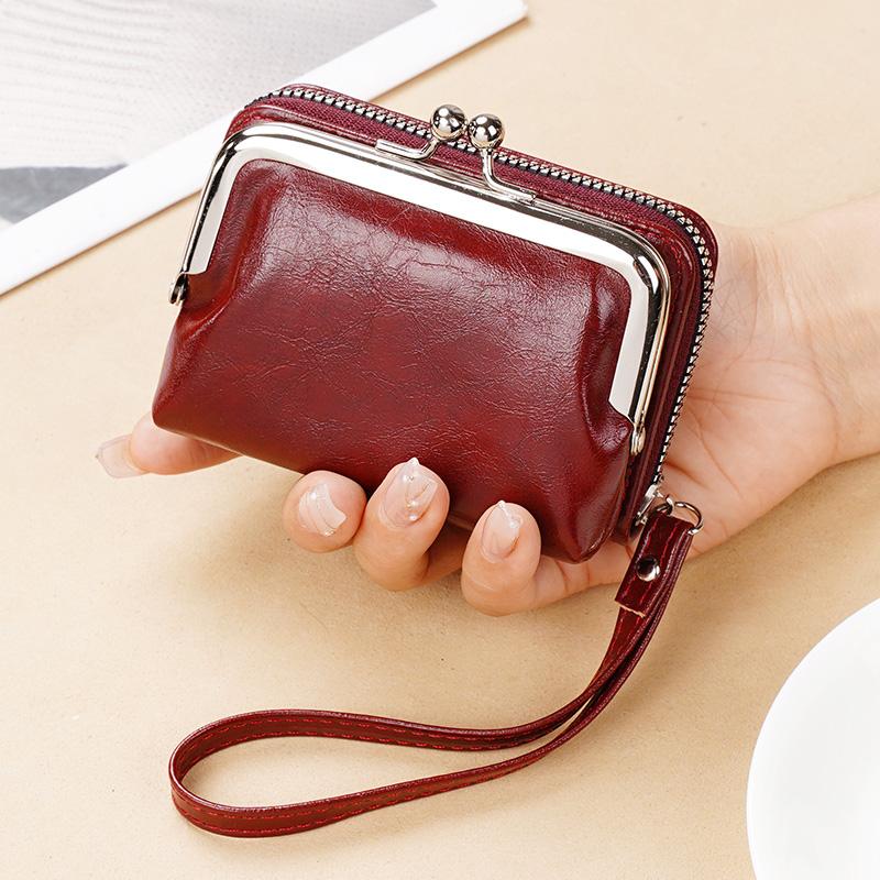 New Change Card Holder Cross-Border Supply Women Buckle Coin Purse 4-Inch Zip-up Clip Clutch