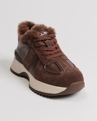 Кроссовки с мехом Allsy 77127 36 коричневые замша кожа мех шерсть