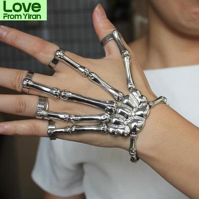 Стимпанк Череп Скелет Браслет Для Мужчин Готический Рука Эластичность Регулируемый Парный Женский Браслет Браслеты Ювелирные Изделия