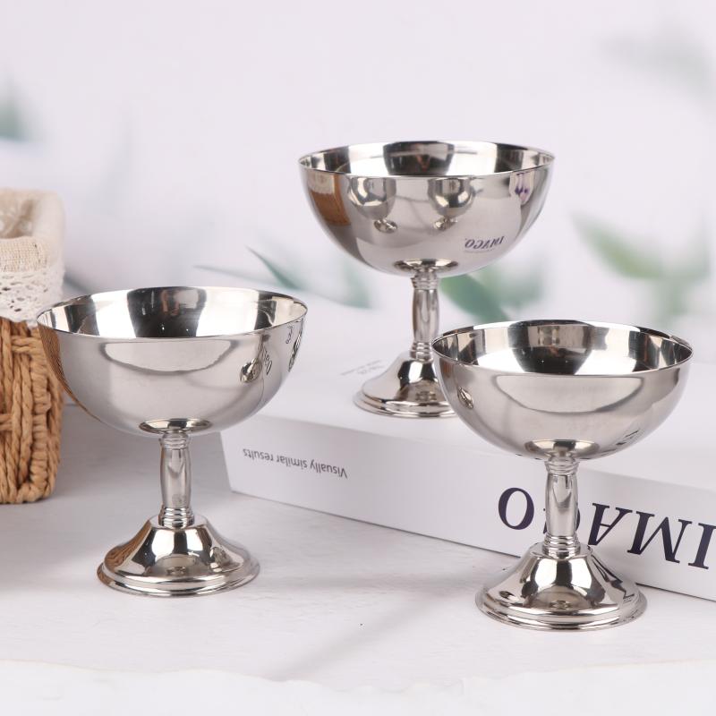 Stainless Steel Dessert Cup Vintage Durable Pudding Milk Jelly Ice Cream Cup Bowl Salad Bowl Dessert Fruit Plate Snack Dish