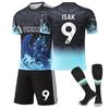 Подростки Дети Взрослые Индивидуальное Имя Футбольные Комплекты 2025-26 Ливерпуль Синий #9 ИСАК Тренировочный Комплект с Носками
