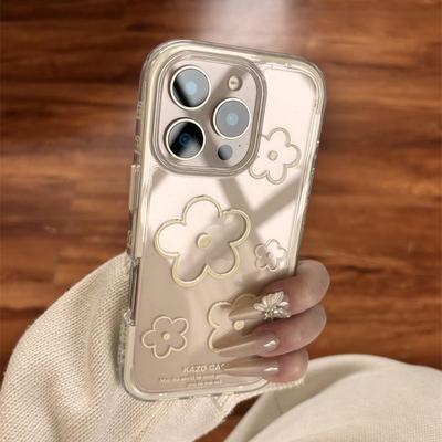 Чехол для мобильного телефона Flower 16 ProMax iPhone 15 Новая модель 13 Женский Apple 14 Мягкий чехол iPhone 12 Боковые вставки
