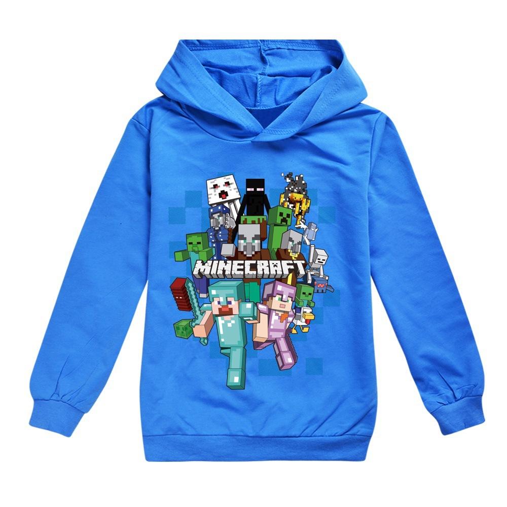 Худи Minecraft для ребенка Малыша Кавайи С длинным рукавом МАЛЬЧИК Зимняя Тонкая Толстовка Модный Идол С принтом Теплый Детский Топ Подарок
