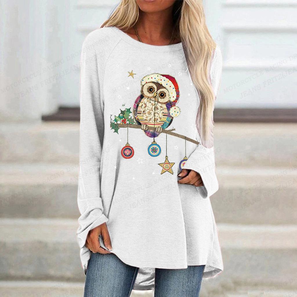 Owl T Shirt Women T-shirt Women Fashion T-shirt Animal Tshirt Long Sleeve Tops Tees Essiential Tops Kawaii Tunic Womens Clothing