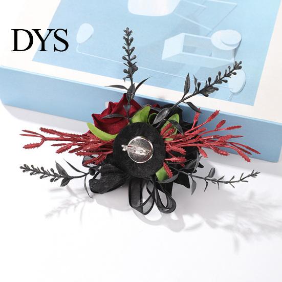 Elegant Floral Jewelry for Photoshoots Wrist Corsage, Black Burgundy Rose Corsage Wedding, Bridesmaid Mother, Niche Dark Style Costume Accessories