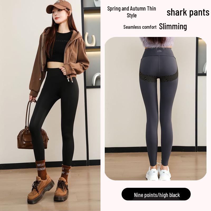 Женские брюки-шарк с флисовой подкладкой: 2024 Утепленные леггинсы для йоги толстого черного золота для осени/зимы