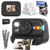 Fyhuioo Print Camera S9 (4-Color Thermal Printing / 48 MP Still / 1080P Video / 2.0-inch IPS / 32 GB Card Included / Black)