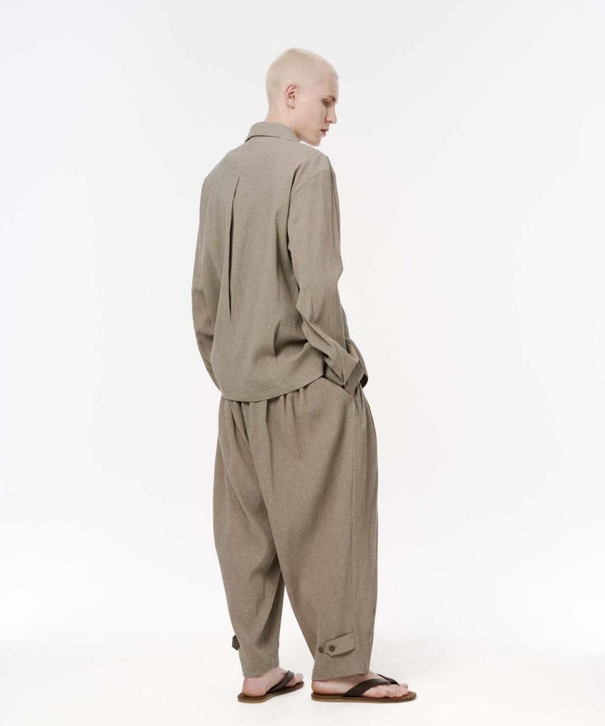 Codemorph Pleated Relaxed Fit Linen Jacket Khaki