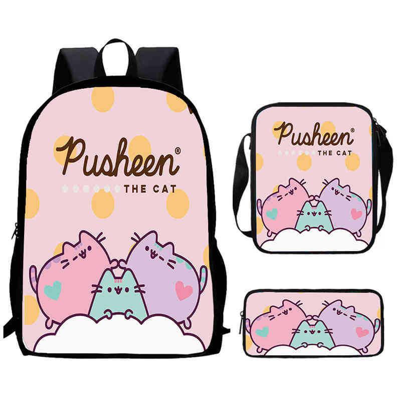 Детский рюкзак Pusheen Cat из ткани Оксфорд, дышащий, прочный, легкий, школьная сумка для учеников начальной школы