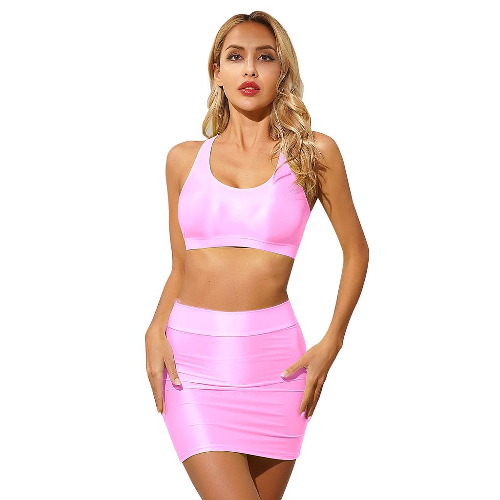 Женский повседневный укороченный топ без рукавов из 2 предметов и облегающая юбка