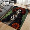 Gothic Skulls & Roses Art Rug Non-slip rug suitable for living room and bedroom sofas.