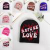 Letter Embellished Knit Cap With Love Text Unisex For Fall Season