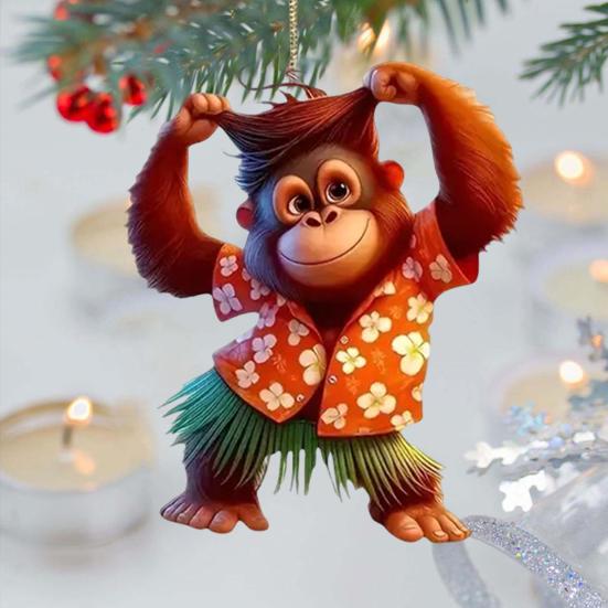 Подвеска в виде орангутана, украшение для зеркала заднего вида с шнурком, легко повесить, 2D, подвесное украшение для интерьера автомобиля