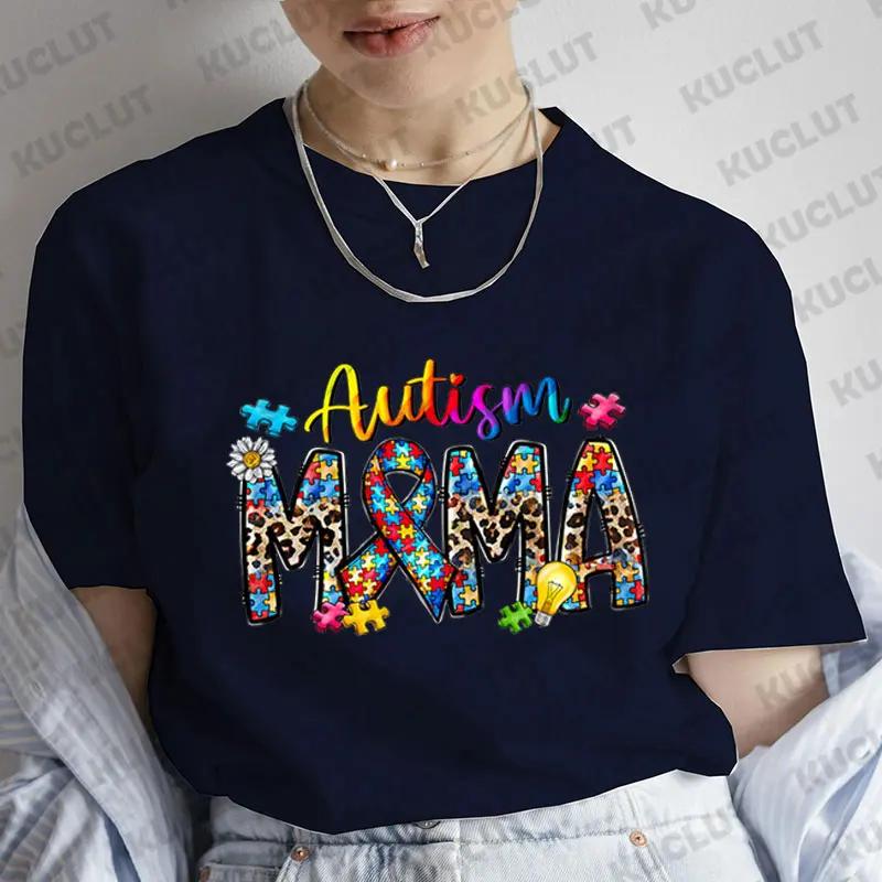 Autism Awareness Neuro Diverse Mommy T-shirt for Women Summer Short Sleeve Tees Autism Support Tops Harajuku Graphic Tshirt