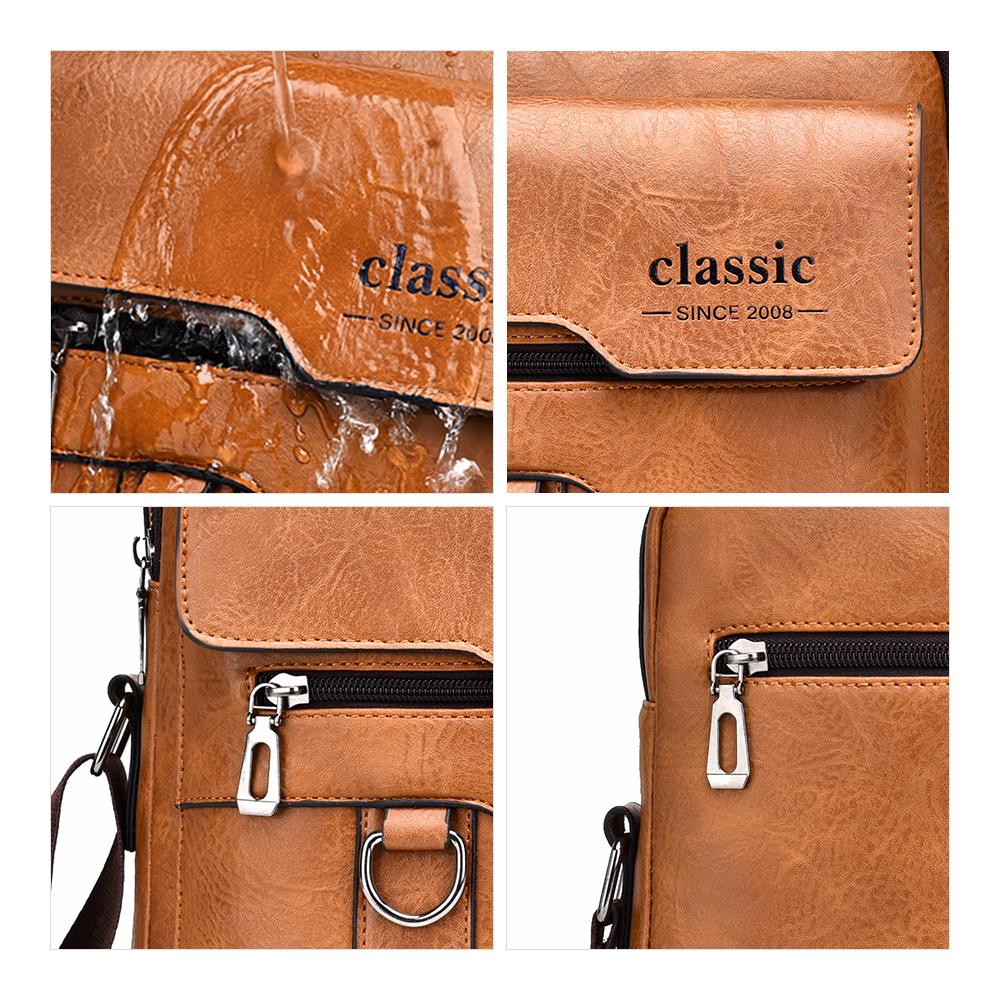 Мужская сумка через плечо, кожаная сумка через плечо, классический водонепроницаемый портфель, дорожная сумка