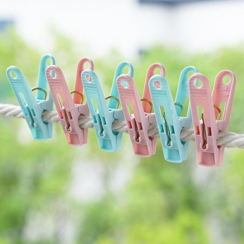 Крепкие ветрозащитные прищепки для сушки одежды для балкона, улицы, для фиксации нижнего белья, носков, шарфов, упаковка 30 шт., многоцелевые прищепки для белья с корзиной, розовые