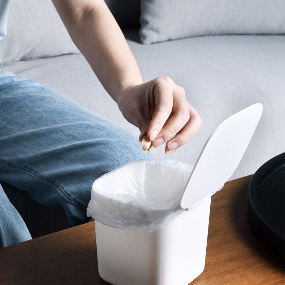 Storage Box Plastic Mini Desktop Bin Large Capacity Nordic Style Small Trashcan Portable Square Garbage Holder Office