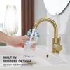 Stainless Steel Golden Bathroom Faucet Hot And Cold Countertop European Style Brushed Gold Small Curved Bathroom Sink Faucet