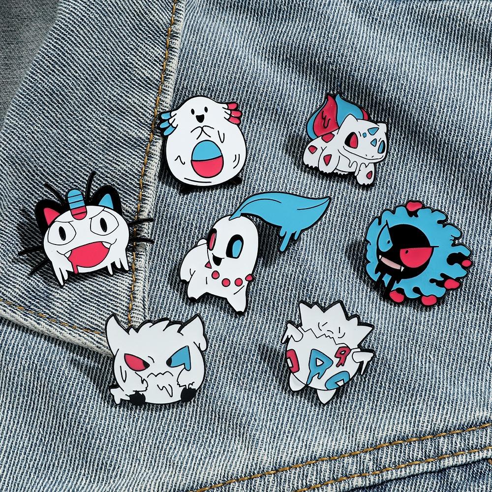 Мультяшная и забавная брошь Покемон для Хэллоуина, темный и крутой аксессуар из сплава